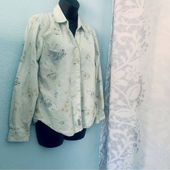 Liz Claiborne Blue Floral Button Down Shirt Size Small - Picture 2 of 12